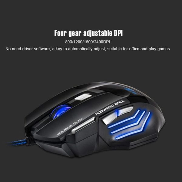 IMICE X7 2400 DPI 7-Key Wired Gaming Mouse with Colorful Breathing Light, Cable Length: 1.8m (Skin Black Color Box Version) - Image 4