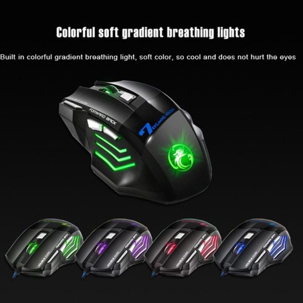 IMICE X7 2400 DPI 7-Key Wired Gaming Mouse with Colorful Breathing Light, Cable Length: 1.8m (Skin Black Color Box Version) - Image 6