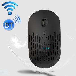 T13 1600 DPI 6-Buttons Luminous Hollow Bluetooth 5.1 + 2.4GHz Wireless Mouse (Obsidian Black)