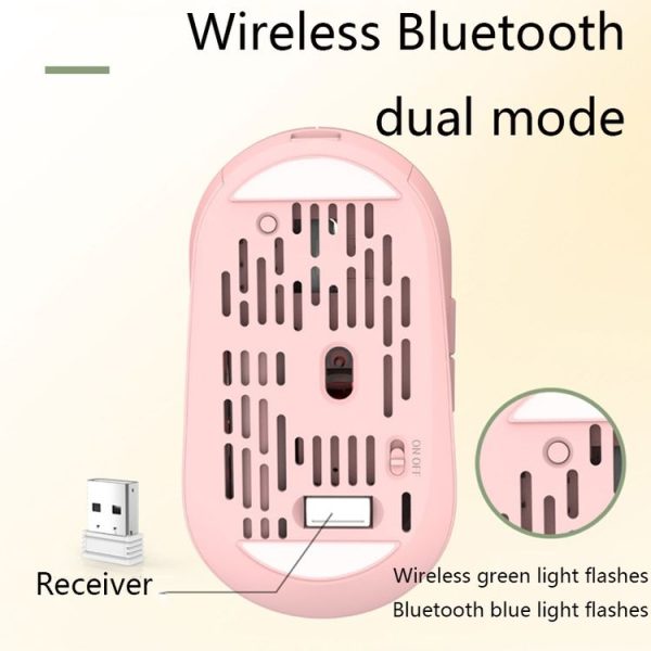 T13 1600 DPI 6-Buttons Luminous Hollow Bluetooth 5.1 + 2.4GHz Wireless Mouse (Obsidian Black) - Image 4