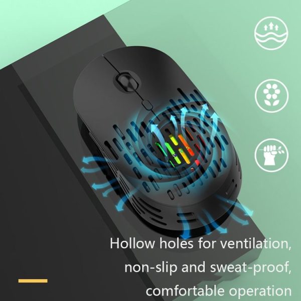 T13 1600 DPI 6-Buttons Luminous Hollow Bluetooth 5.1 + 2.4GHz Wireless Mouse (Obsidian Black) - Image 6