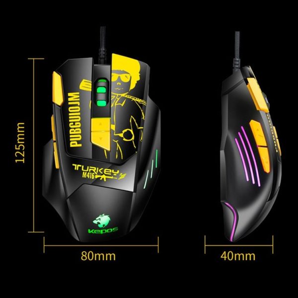 Kepos M416 8 Keys 4800 DPI Computer Free Drive Wired Gaming Mouse, Cable Length: 1.6m (Yellow) - Image 3