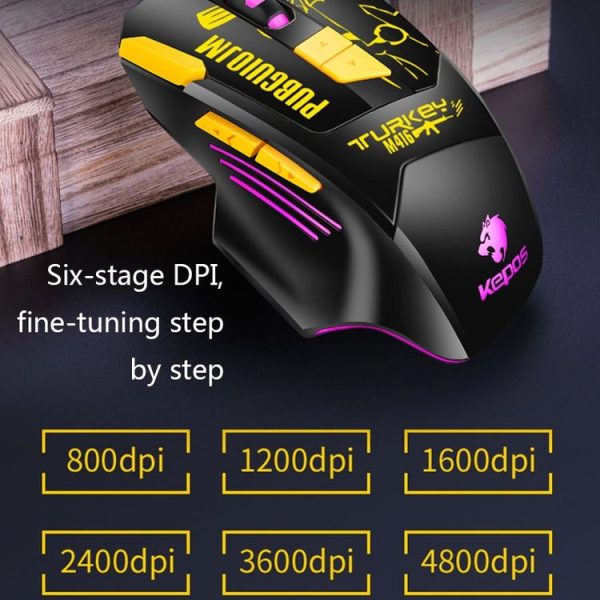 Kepos M416 8 Keys 4800 DPI Computer Free Drive Wired Gaming Mouse, Cable Length: 1.6m (Yellow) - Image 6