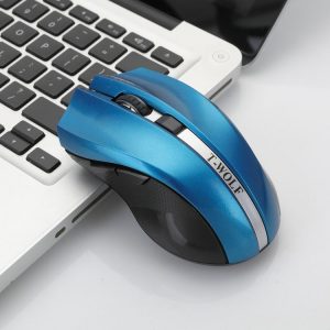T-WOLF Q5 2.4GHz 5-Buttons 2000 DPI Wireless Mouse Silent And Non-Light Gaming Office Mouse For Computer PC Laptop (Blue)
