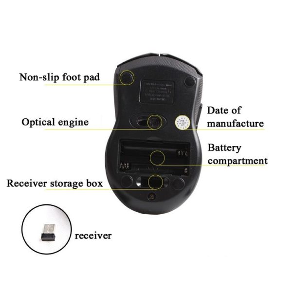 T-WOLF Q5 2.4GHz 5-Buttons 2000 DPI Wireless Mouse Silent And Non-Light Gaming Office Mouse For Computer PC Laptop (Blue) - Image 6