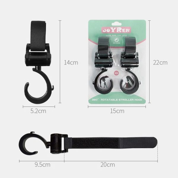 JOYREN 2pcs / Set Baby Stroller Non-Slip And Durable Hook (Black) - Image 3