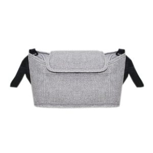 Stroller Storage Hanging Bag Multifunctional Large Capacity Stroller Bag (Linen Gray)