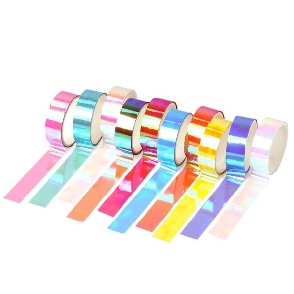 10 in 1 Colorful Laser Paper Tape Rainbow Gravity Can Tear DIY Hand Debt Decoration Beauty Sticker - Image 2