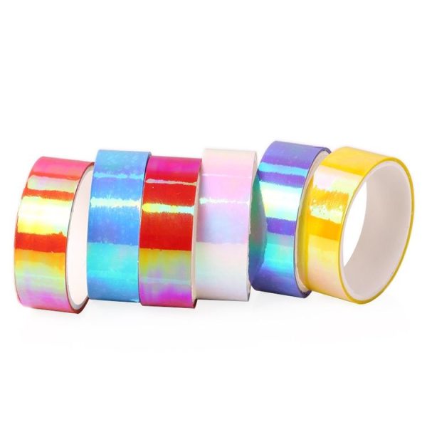 10 in 1 Colorful Laser Paper Tape Rainbow Gravity Can Tear DIY Hand Debt Decoration Beauty Sticker - Image 4