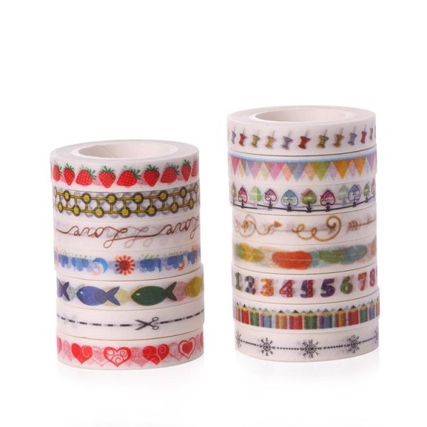 10pcs Paper Tape Hand Ledger Decoration Sticker, 8mmx10m (Small Colorful Flag SM-26) - Image 4