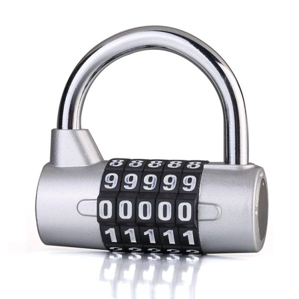 Large 5 Digit Combination Gym Cabinets Password Lock Tool Box Door Padlock (Silver)
