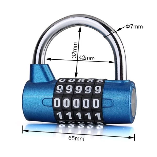 Large 5 Digit Combination Gym Cabinets Password Lock Tool Box Door Padlock (Silver) - Image 3
