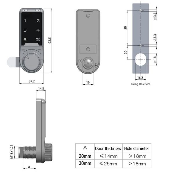 Open Hole Steel Cabinet File Cabinet Electronic Lock Drawer Mailbox Gym Cabinet Door Password Lock Specification: 20mm - Image 3