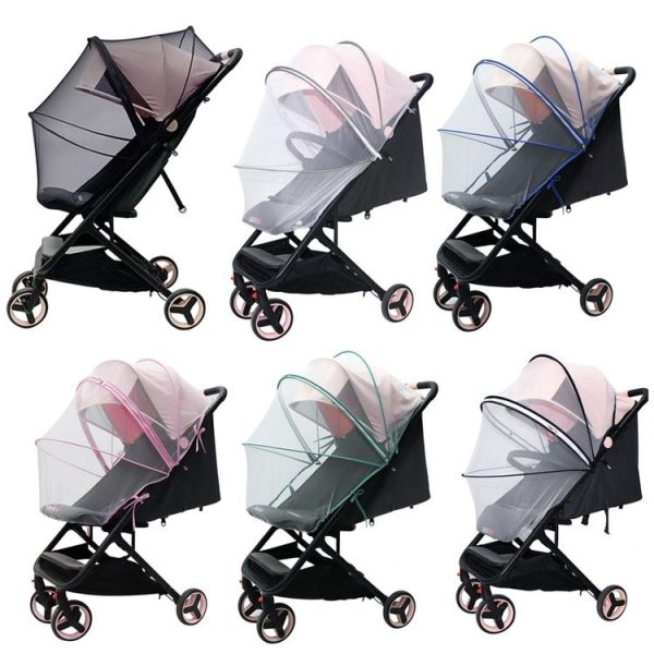 Summer Stroller Mosquito Net Full Cover Multi-Purpose Encrypted Trolley Mosquito Net (Black Net) - Image 2