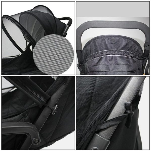 Summer Stroller Mosquito Net Full Cover Multi-Purpose Encrypted Trolley Mosquito Net (Black Net) - Image 4