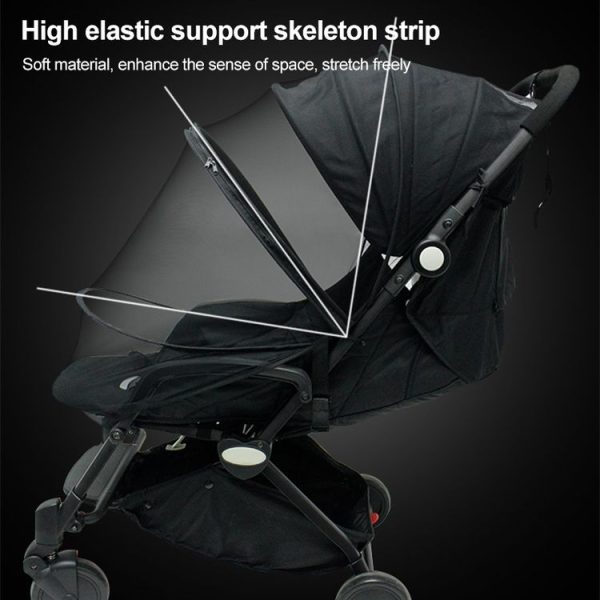 Summer Stroller Mosquito Net Full Cover Multi-Purpose Encrypted Trolley Mosquito Net (Black Net) - Image 6