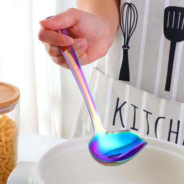 304 Stainless Steel Oil Spoon Thickened Soup Spoon Pouring Sauce Spoon, Specification: Magic Red - Image 7