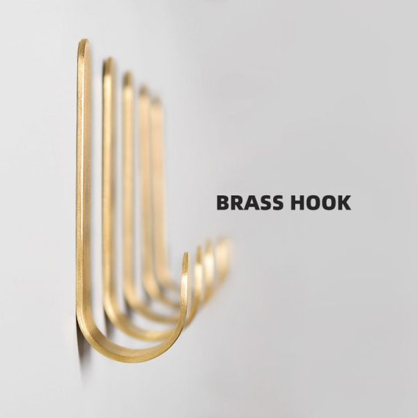 Brass Gold Color Brushed Hook Punch-Free Metal Hanging Hook, Specification: Small - Image 6