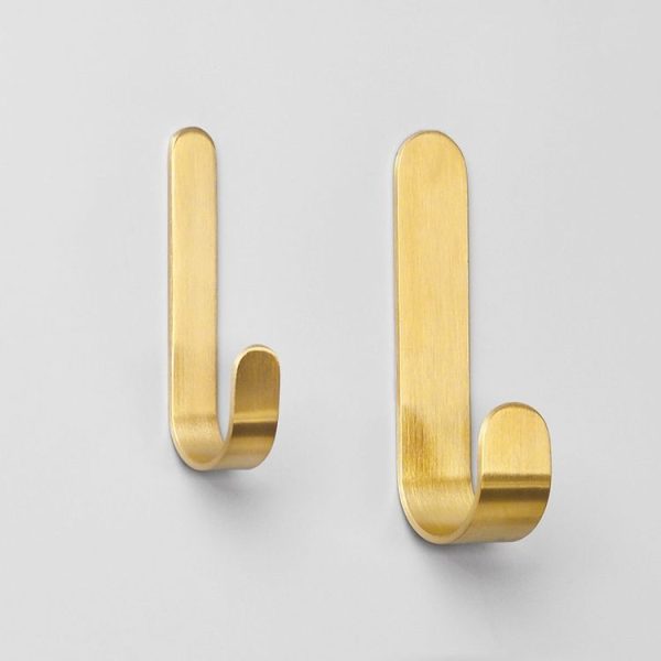 Brass Gold Color Brushed Hook Punch-Free Metal Hanging Hook, Specification: Large - Image 2