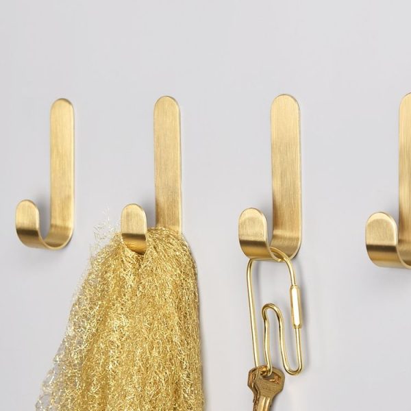 Brass Gold Color Brushed Hook Punch-Free Metal Hanging Hook, Specification: Large - Image 7