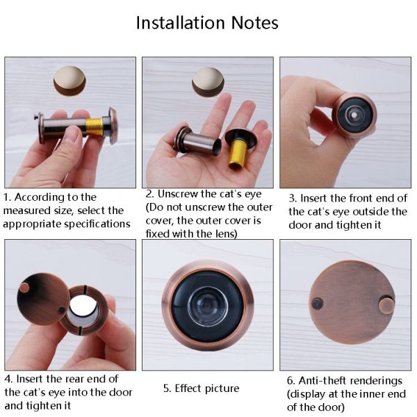 2 PCS Security Door Cat Eye HD Glass Lens 200 Degrees Wide-Angle Anti-Tiny Hotel Door Eye, Specification: 26mm Green Bronze - Image 7