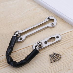 Thickened Anti-Theft Chain Stainless Steel Door Bolts Hotel Room Door Chain Buckle, Specification: Large (Silver)