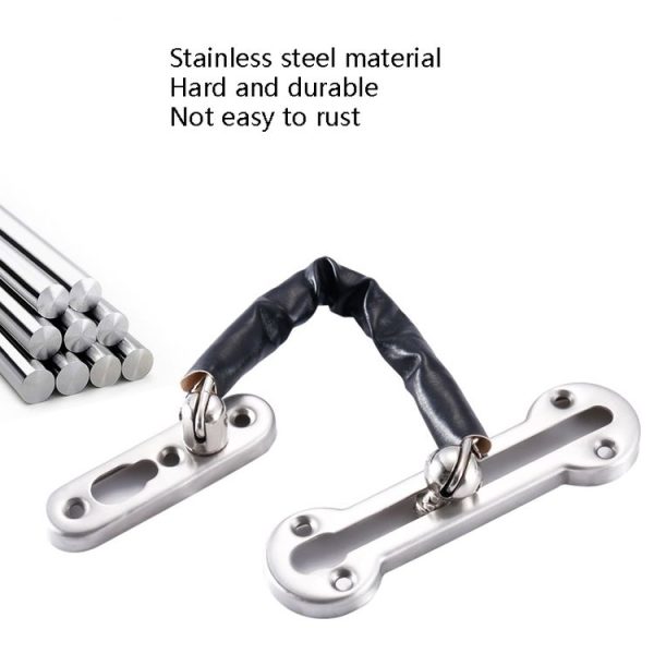 Thickened Anti-Theft Chain Stainless Steel Door Bolts Hotel Room Door Chain Buckle, Specification: Large (Silver) - Image 4