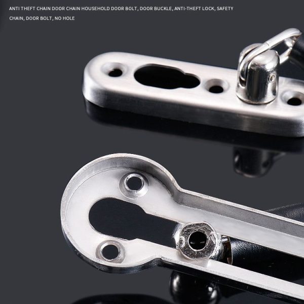 Thickened Anti-Theft Chain Stainless Steel Door Bolts Hotel Room Door Chain Buckle, Specification: Large (Silver) - Image 5