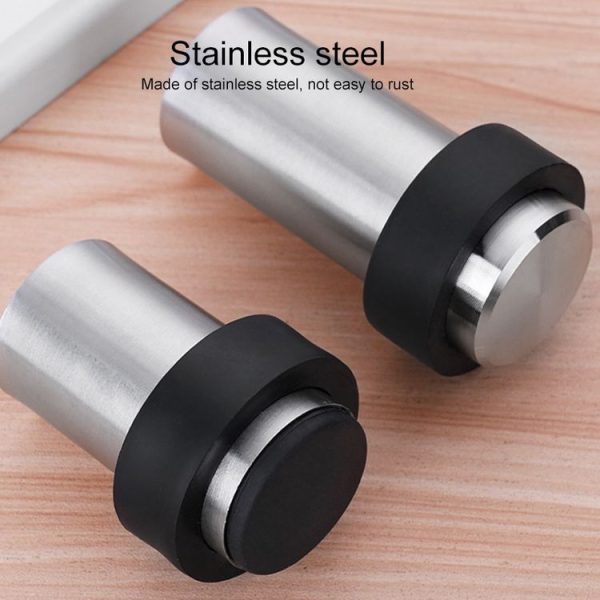 Rubber Anti-Collision Door Gear Punching Stainless Steel Round Door Resistant Home Floor-Shaped Cylindrical Door Touch, Specification: Black 46mm With Plastic Head+Punch-free - Image 5