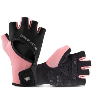 WEST BIKING YP0211217 Cycling Breathable Silicone Palm Gloves Fitness Training Wrist Guard Sports Gloves, Size: M (Black Pink)