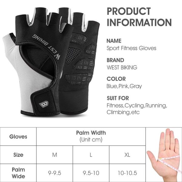 WEST BIKING YP0211217 Cycling Breathable Silicone Palm Gloves Fitness Training Wrist Guard Sports Gloves, Size: M (Black Pink) - Image 7