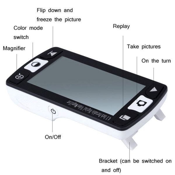 FD43 Elderly Newspaper Reading Aid Reader Low Vision Portable Vision Aid (Black White Button) - Image 2