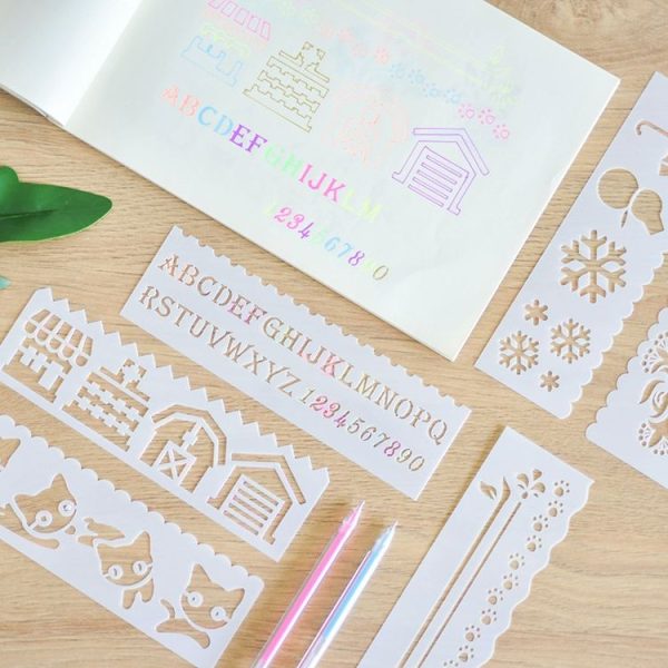 HB-9 Long Series 8 in 1 Drawing Ruler Hand Account Multi-Function Hollow Flower Edge Filling Template (Flowers) - Image 5