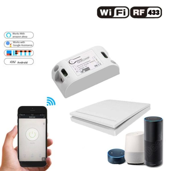 QIACHIP WiFi Doodle Smart Turning Device Mobile Phone Remote Timing Voice RF433MHz Remote Wireless Switch Controller, Specification: WiFi + RF - Image 4