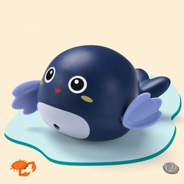5 PCS Baby Shower Bathing And Playing Toys Spray Shower Little Pufferfish Dark Blue - Image 2