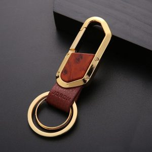 JOBON ZB-106A Business Men Metal Keychain Double Loop Car Pendant Keychain (Golden)