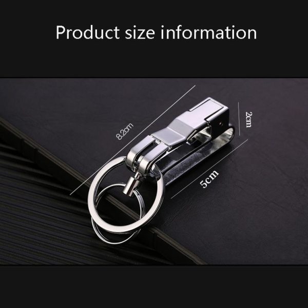 JOBON ZB-8782 Car Keychain Men Metal Anti-Lost Double Ring Detachable Keychain (Brown Chrome) - Image 3