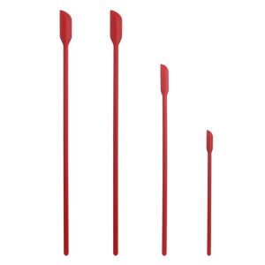 4 in 1 Silicone Mini-Pointed Scraper Lengthening Cosmetic Bottle Scraper Jam Spatula Set (Red)