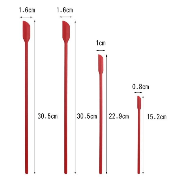 4 in 1 Silicone Mini-Pointed Scraper Lengthening Cosmetic Bottle Scraper Jam Spatula Set (Red) - Image 3
