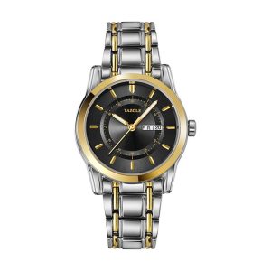 YAZOLE Waterproof Luminous Alloy Steel Band Men Watch (539 Black Plate)
