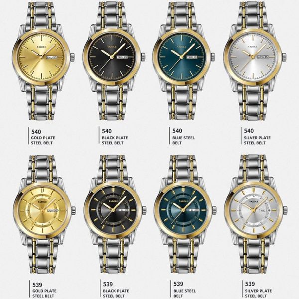 YAZOLE Waterproof Luminous Alloy Steel Band Men Watch (539 Black Plate) - Image 2