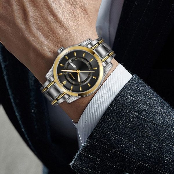 YAZOLE Waterproof Luminous Alloy Steel Band Men Watch (539 Black Plate) - Image 7