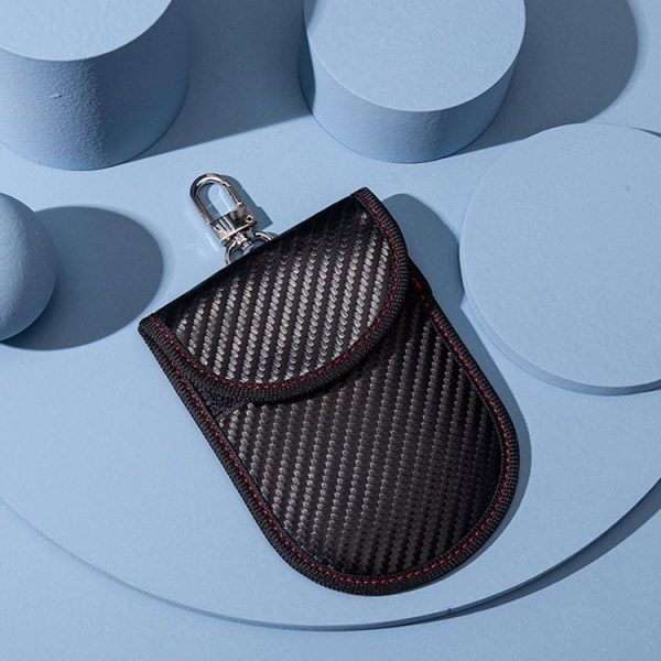 2 PCS Car Key Ring RFID Anti-Theft Key Bag Mobile Phone Signal Shield Bag Anti-Magnetic Bag (Black Carbon Fiber) - Image 2