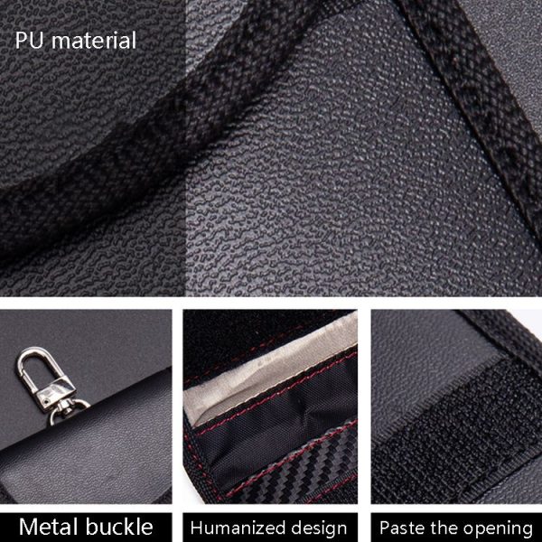 2 PCS Car Key Ring RFID Anti-Theft Key Bag Mobile Phone Signal Shield Bag Anti-Magnetic Bag (Black Carbon Fiber) - Image 5