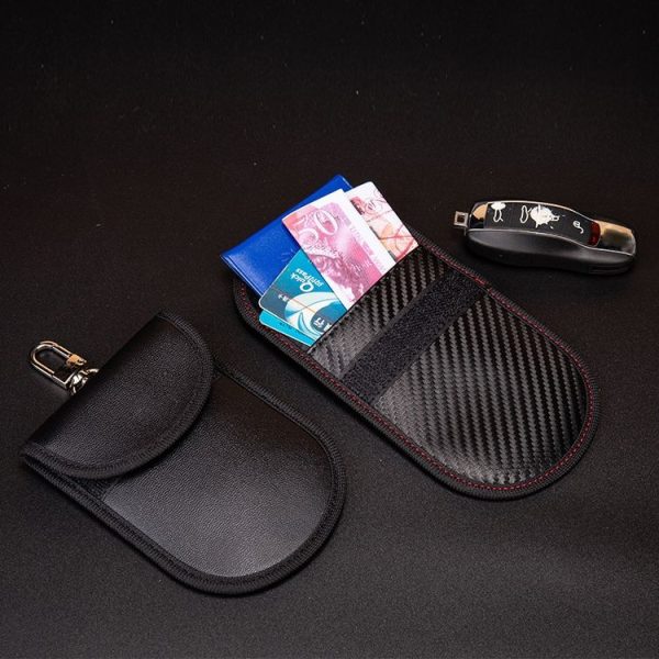 2 PCS Car Key Ring RFID Anti-Theft Key Bag Mobile Phone Signal Shield Bag Anti-Magnetic Bag (Black Carbon Fiber) - Image 6