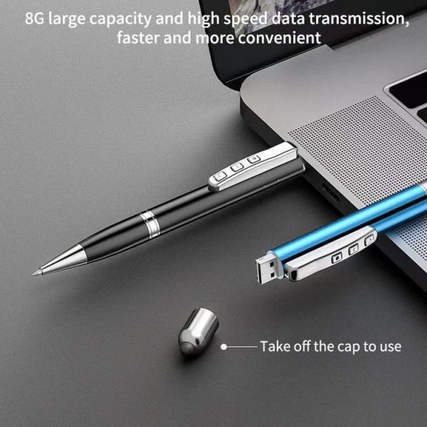 6 in 1 Multifunctional Metal Stylus Laser Capacitor Pen Recording Electronic Pointer Pen with 8GB U Disk (Blue) - Image 3