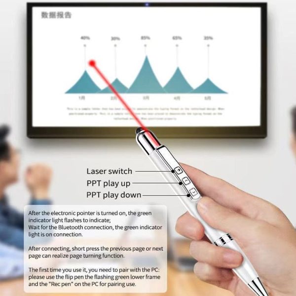 6 in 1 Multifunctional Metal Stylus Laser Capacitor Pen Recording Electronic Pointer Pen with 8GB U Disk (Blue) - Image 4