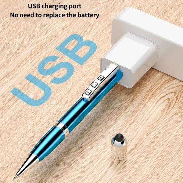 6 in 1 Multifunctional Metal Stylus Laser Capacitor Pen Recording Electronic Pointer Pen with 8GB U Disk (Blue) - Image 5