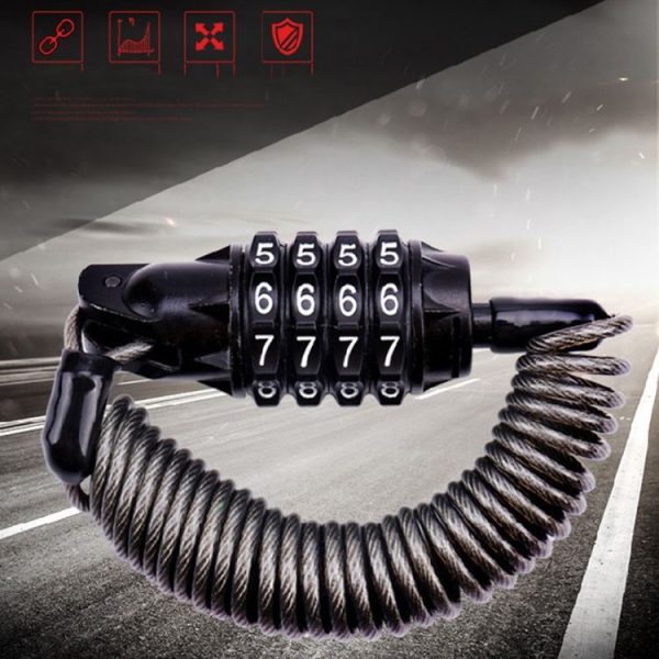 Bicycle Lock Wire Chain Lock Mountain Bike Motorcycle Anti-Theft Password Lock Luggage Lock (1.8m Four-digit Password With Cloth Bag) - Image 2