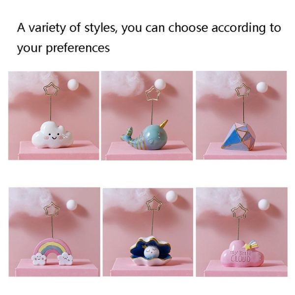 6650 Cute Cartoon Shape Photo Clipper Name Card Clip Desktop Decorative Small Ornaments (Pink Cloud) - Image 2